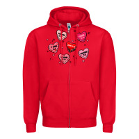 Red howdy valentine Zipper Hoodie - MaliasSmallBusiness