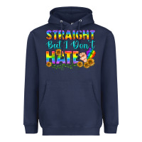 Navy LGBTQ+ Straight But I Don't Hate Heavyweight Hoodie - BundleAndBundleShop