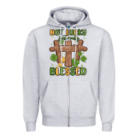 Heather Grey not lucky just really blessed malia Zipper Hoodie - MaliasSmallBusiness