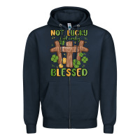 Navy not lucky just really blessed malia Zipper Hoodie - MaliasSmallBusiness