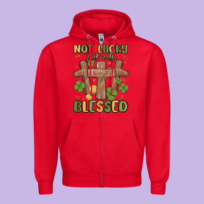 Not Lucky Just Really Blessed Malia Zipper Hoodie Designed By Maliassmallbusiness