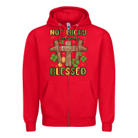 Red not lucky just really blessed malia Zipper Hoodie - MaliasSmallBusiness