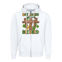 White not lucky just really blessed malia Zipper Hoodie - MaliasSmallBusiness