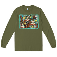 Army Green tribe tent western background Long Sleeve Tee - AdoDesignShop