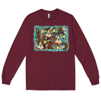 Burgundy tribe tent western background Long Sleeve Tee - AdoDesignShop