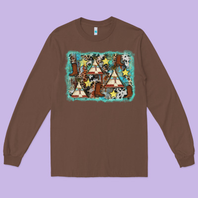 Tribe Tent Western Background Long Sleeve Tee Designed By Adodesignshop