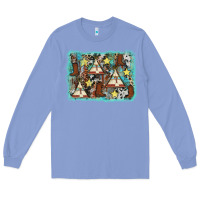 Colony Blue tribe tent western background Long Sleeve Tee - AdoDesignShop