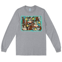 Heather Grey tribe tent western background Long Sleeve Tee - AdoDesignShop