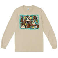 Mushroom tribe tent western background Long Sleeve Tee - AdoDesignShop