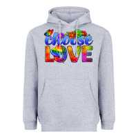 Heather Grey Pride LGBTQ+ Choose Love Heavyweight Hoodie - BundleAndBundleShop