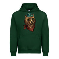 Forest Green Bear cowboy bandana glasses Urban Hoodie - HowdyJamesFarm