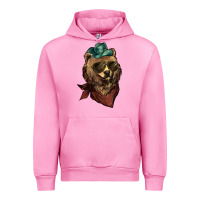 Fuchsia Pink Bear cowboy bandana glasses Urban Hoodie - HowdyJamesFarm