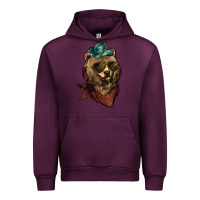 Mauve Wine Bear cowboy bandana glasses Urban Hoodie - HowdyJamesFarm