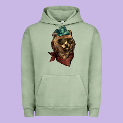 Bear Cowboy Bandana Glasses Urban Hoodie Designed By Howdyjamesfarm