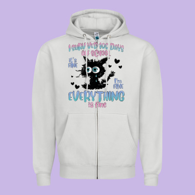 I Survived 100 Days Of School Cat Zipper Hoodie Designed By Maliassmallbusiness