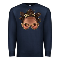 Navy Afro Bantu Knots Hairstyles Messy Bun With Clasp Bbs  2 Premium Sweatshirt - BundleAndBundleShop