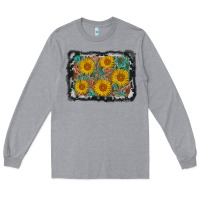 Heather Grey leather sunflower background Long Sleeve Tee - AdoDesignShop