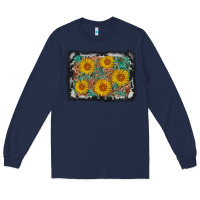 Navy leather sunflower background Long Sleeve Tee - AdoDesignShop