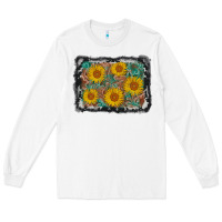 White leather sunflower background Long Sleeve Tee - AdoDesignShop