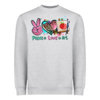 Heather Grey peace love art   ado Heavyweight Sweatshirt - AdoDesignShop