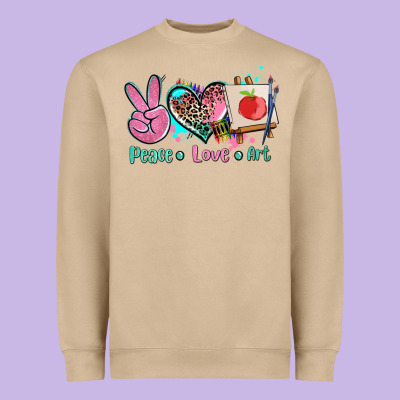 Peace Love Art   Ado Heavyweight Sweatshirt Designed By Adodesignshop