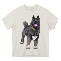 Cream American akita Heavy Core Tee - RanaPortraitStore