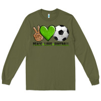 Army Green peace love soccer Long Sleeve Tee - AdoDesignShop