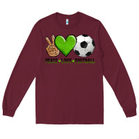Burgundy peace love soccer Long Sleeve Tee - AdoDesignShop
