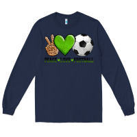 Navy peace love soccer Long Sleeve Tee - AdoDesignShop