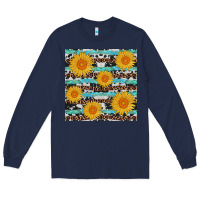 Navy sunflower western seamless Long Sleeve Tee - AdoDesignShop