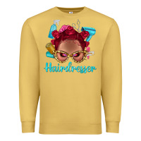 Antique Gold Afro Bantu Knots Red Hairdresser With Leopard Glasses Bbs Premium Sweatshirt - BundleAndBundleShop