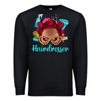 Black Afro Bantu Knots Red Hairdresser With Leopard Glasses Bbs Premium Sweatshirt - BundleAndBundleShop