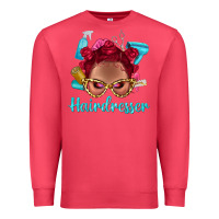 Cardinal Afro Bantu Knots Red Hairdresser With Leopard Glasses Bbs Premium Sweatshirt - BundleAndBundleShop