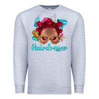 Heather Grey Afro Bantu Knots Red Hairdresser With Leopard Glasses Bbs Premium Sweatshirt - BundleAndBundleShop