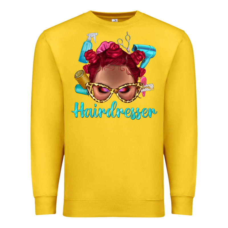 Afro Bantu Knots Red Hairdresser With Leopard Glasses Bbs Premium Sweatshirt by BundleAndBundleShop | Teevron