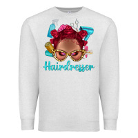 Oatmeal Heather Afro Bantu Knots Red Hairdresser With Leopard Glasses Bbs Premium Sweatshirt - BundleAndBundleShop