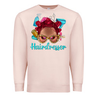 Pale Pink Afro Bantu Knots Red Hairdresser With Leopard Glasses Bbs Premium Sweatshirt - BundleAndBundleShop