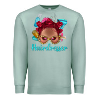 Seafoam Afro Bantu Knots Red Hairdresser With Leopard Glasses Bbs Premium Sweatshirt - BundleAndBundleShop