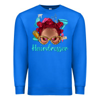 True Royal Afro Bantu Knots Red Hairdresser With Leopard Glasses Bbs Premium Sweatshirt - BundleAndBundleShop