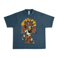 Midnight Navy leopard cross  sunflower Urban Heavy Tee - JahusDesignShop