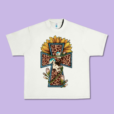 Leopard Cross  Sunflower Urban Heavy Tee Designed By Jahusdesignshop