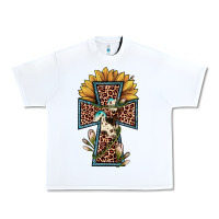 White leopard cross  sunflower Urban Heavy Tee - JahusDesignShop
