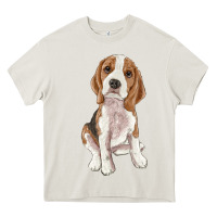 Cream beagle Heavy Core Tee - RanaPortraitStore