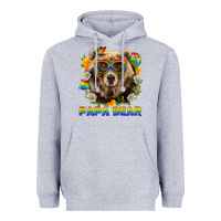 Heather Grey Papa Bear Pride LGBTQ+ Heavyweight Hoodie - BundleAndBundleShop