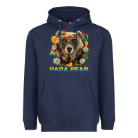 Navy Papa Bear Pride LGBTQ+ Heavyweight Hoodie - BundleAndBundleShop