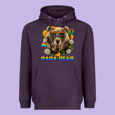 Papa Bear Pride Lgbtq+ Heavyweight Hoodie Designed By Bundleandbundleshop