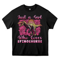 Black just a girl who loves baby spinosaurus Heavy Core Tee - Artiststas