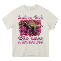 Cream just a girl who loves baby spinosaurus Heavy Core Tee - Artiststas