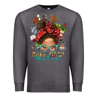 Charcoal Heather Camp Hair Dont Care Messy Bun Bbs Premium Sweatshirt - BundleAndBundleShop