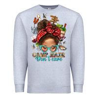 Heather Grey Camp Hair Dont Care Messy Bun Bbs Premium Sweatshirt - BundleAndBundleShop